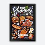 “Yummy” Framed Wall Poster for Cafe Restaurant