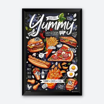 “Yummy” Framed Wall Poster for Cafe Restaurant