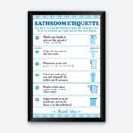 Bathroom Etiquette Framed Wall Poster for Washroom