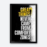 "Great Things Never Came From Comfort Zones" Motivational Quotes Poster