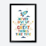 "Never Give Up" Framed Wall Art for Business