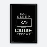 "Eat Sleep Code Repeat" Wall Art for Programmers
