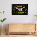 "Never Underestimate Your Strength" Quotes Poster for Exercise Club