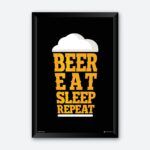 "Beer Eat Sleep Repeat" Wall Poster for Beer Bar