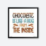 "Chocolate Is Like A Hug From Inside" Quotes Poster for Chocoholic